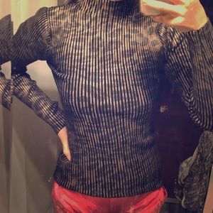 Topshop metallic leopard mock neck sweater